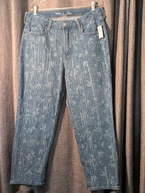 Old Navy Blue Patterned  Straight-Leg Jeans